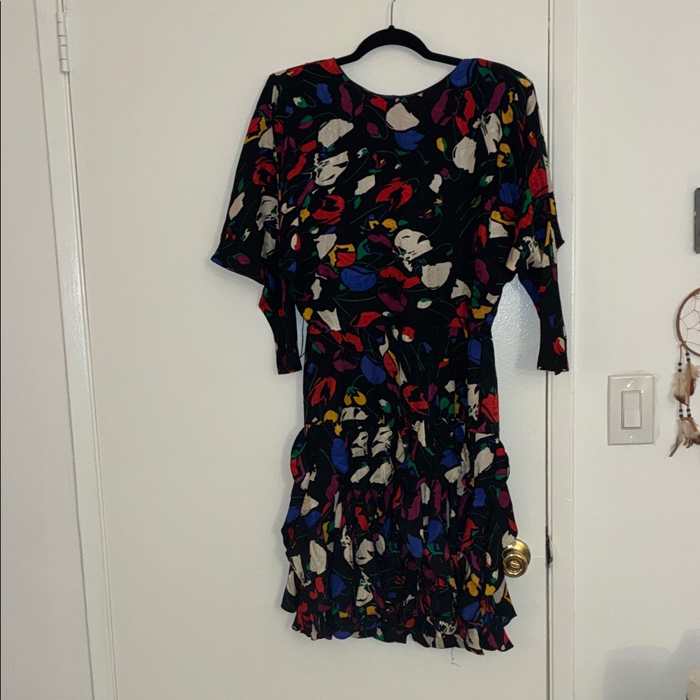 Elegant Multicolor Floral Long Sleeve Dress